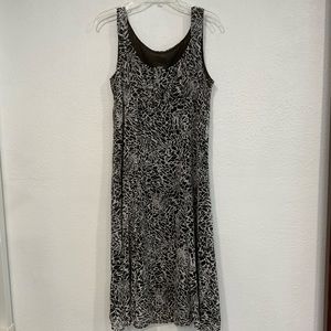 Libra Midi Dress Fit and Flare Sleeveless Lined EUC Black and Lt Gray Size Large
